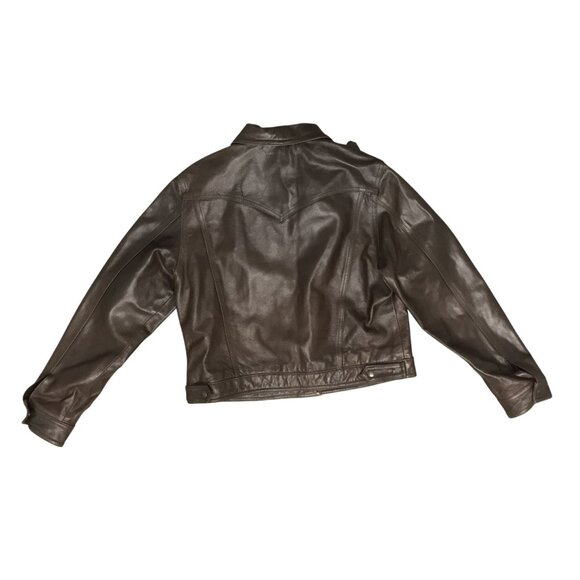 Finity Womens Brown Leather Short Bomber Jacket Size M - Picture 2 of 9